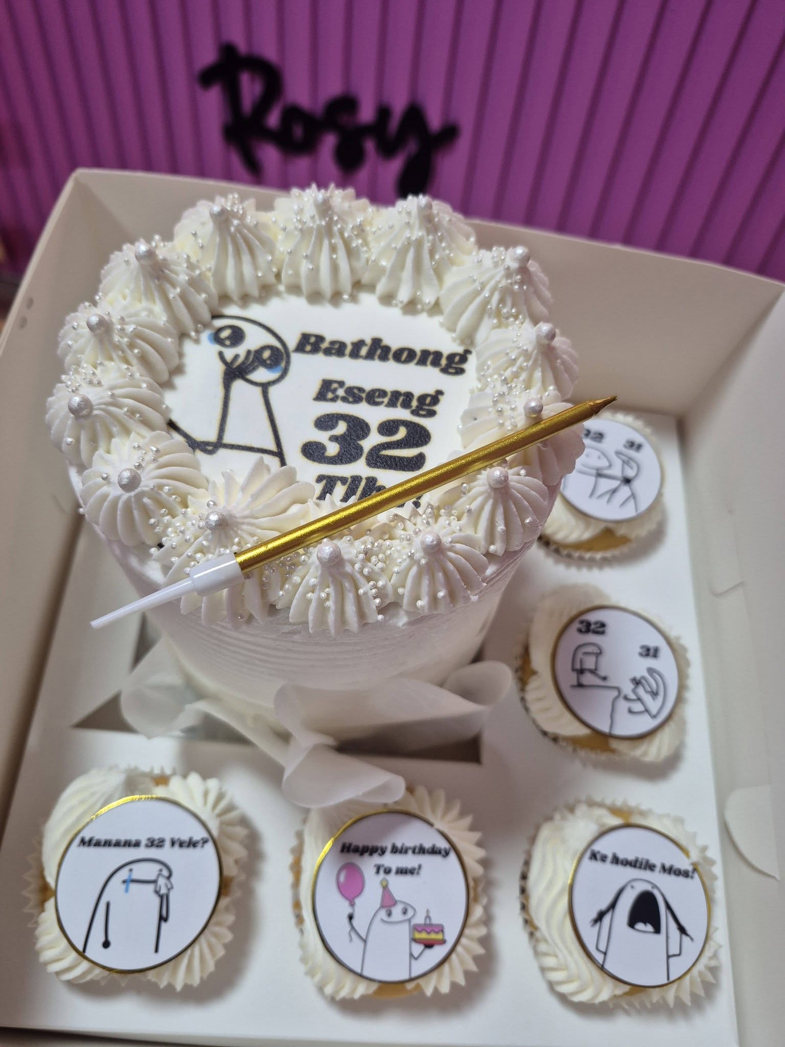 32nd Birthday Statement Cake by Rosy's Cakes and Events