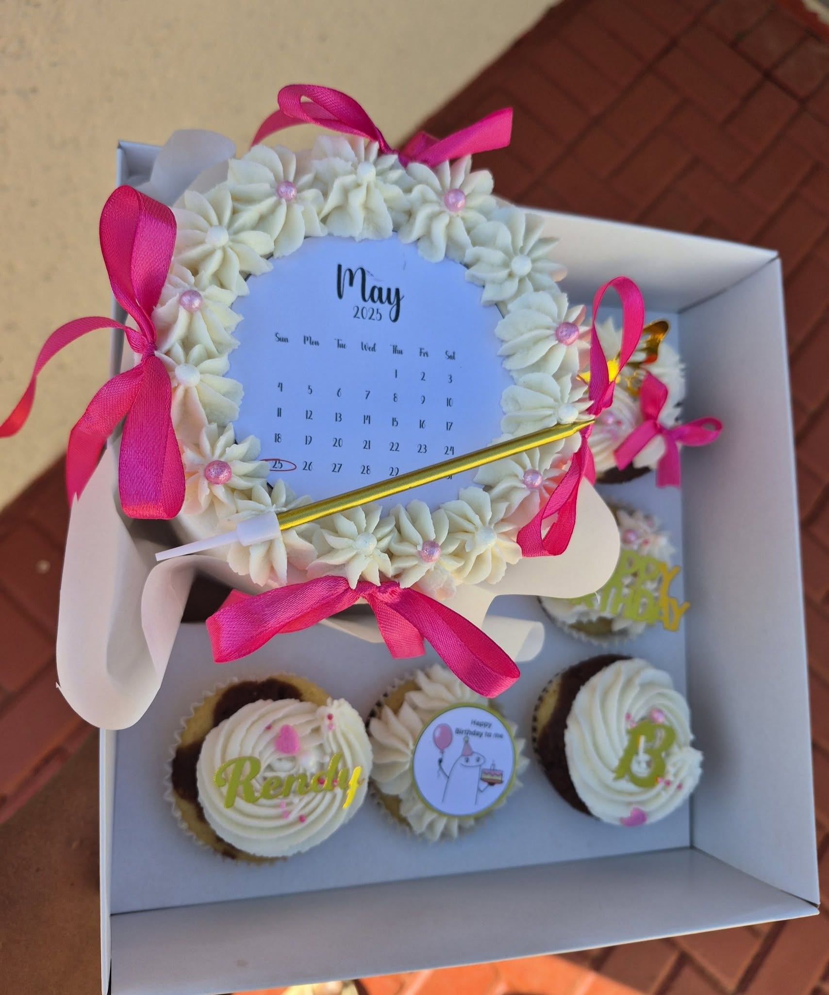 Calendar Cake with Pink Ribbons by Rosy's Cakes and Events