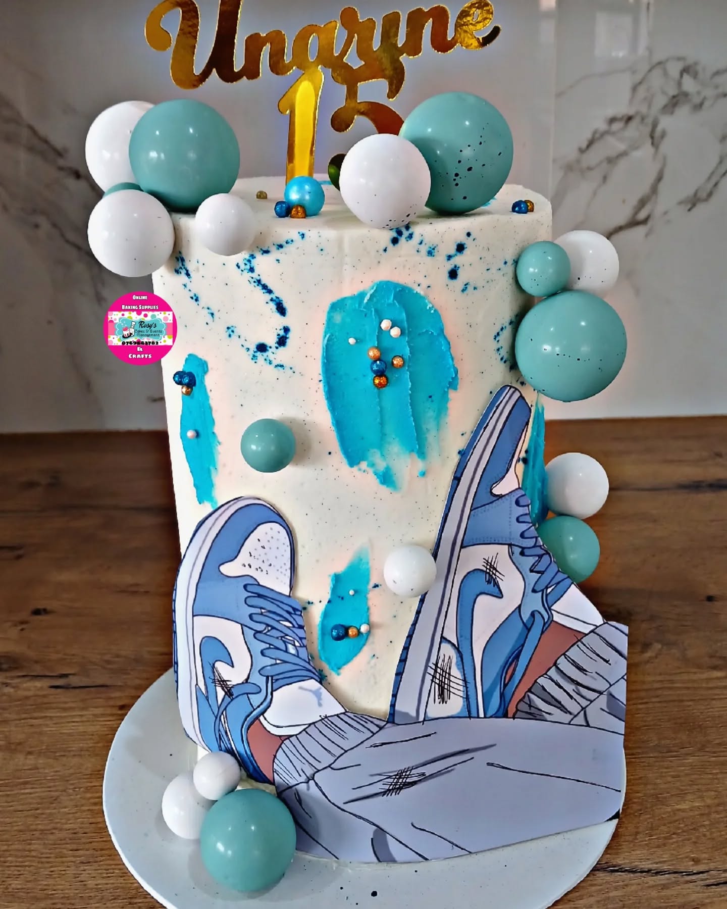 Teal Sneaker Cake by Rosy's Cakes and Events