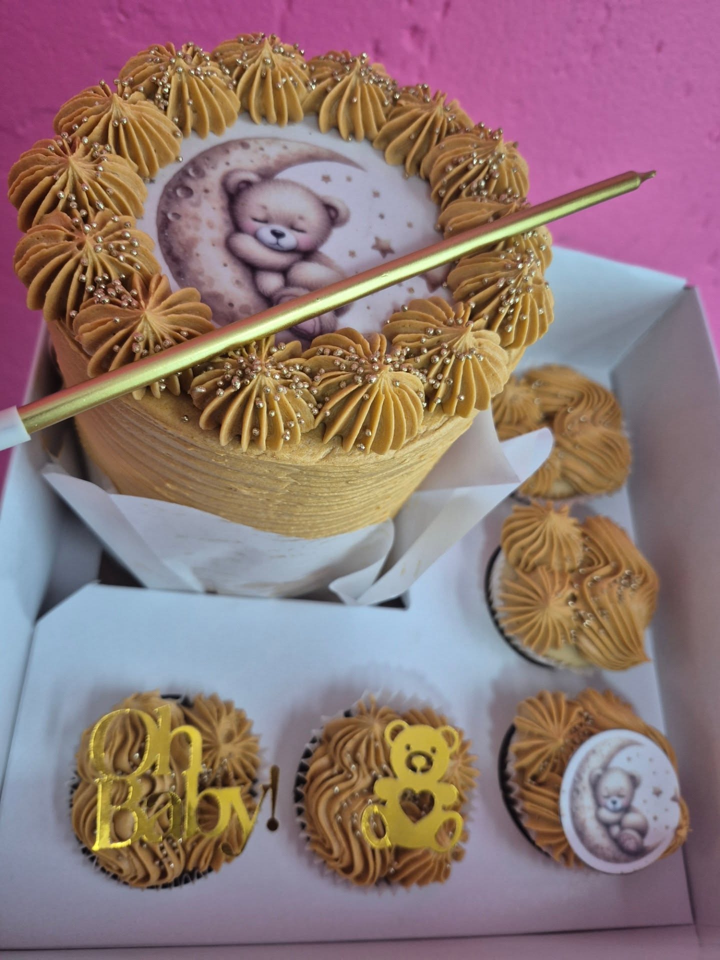 Gold Oh Baby Cake by Rosy's Cakes and Events