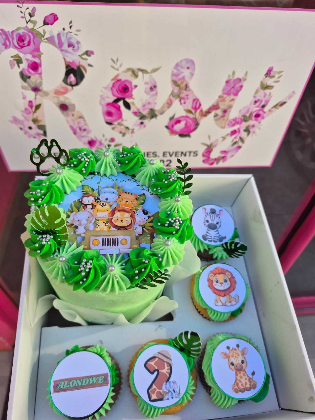 Jungle Theme Box Cake by Rosy's Cakes and Events