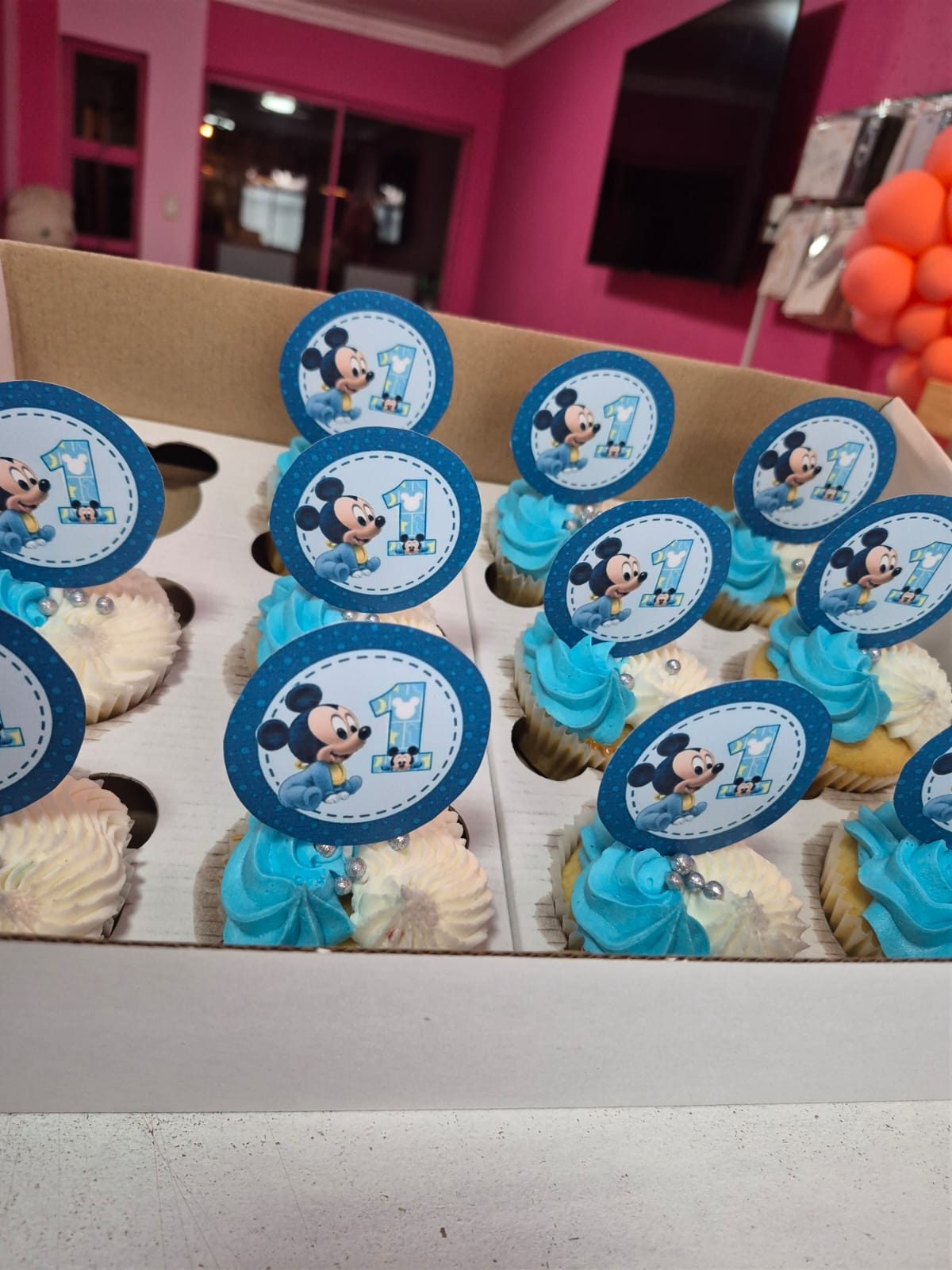 Mickey Blue Cupcakes Box by Rosy's Cakes and Events