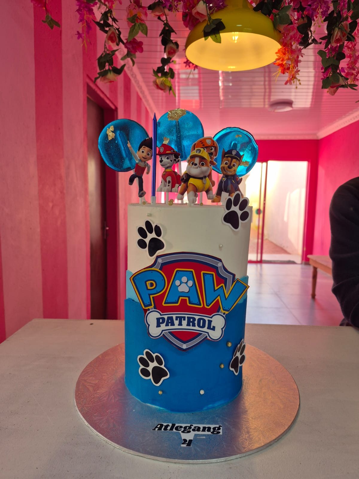 A Paw Patrol themed tower birthday cake, a recent Rosy's Cakes and Events creation