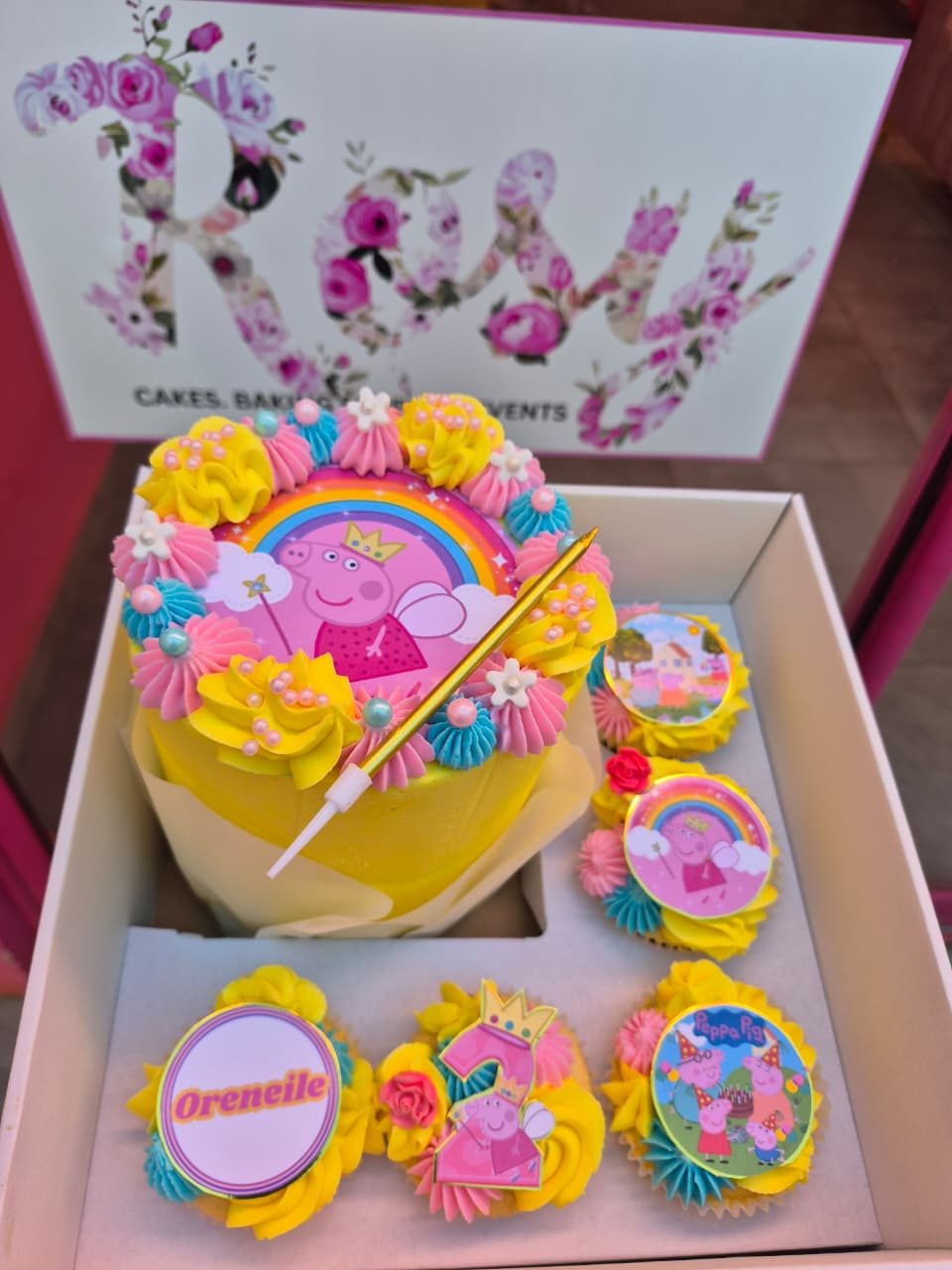 Rainbow Crown Box Cake by Rosy's Cakes and Events