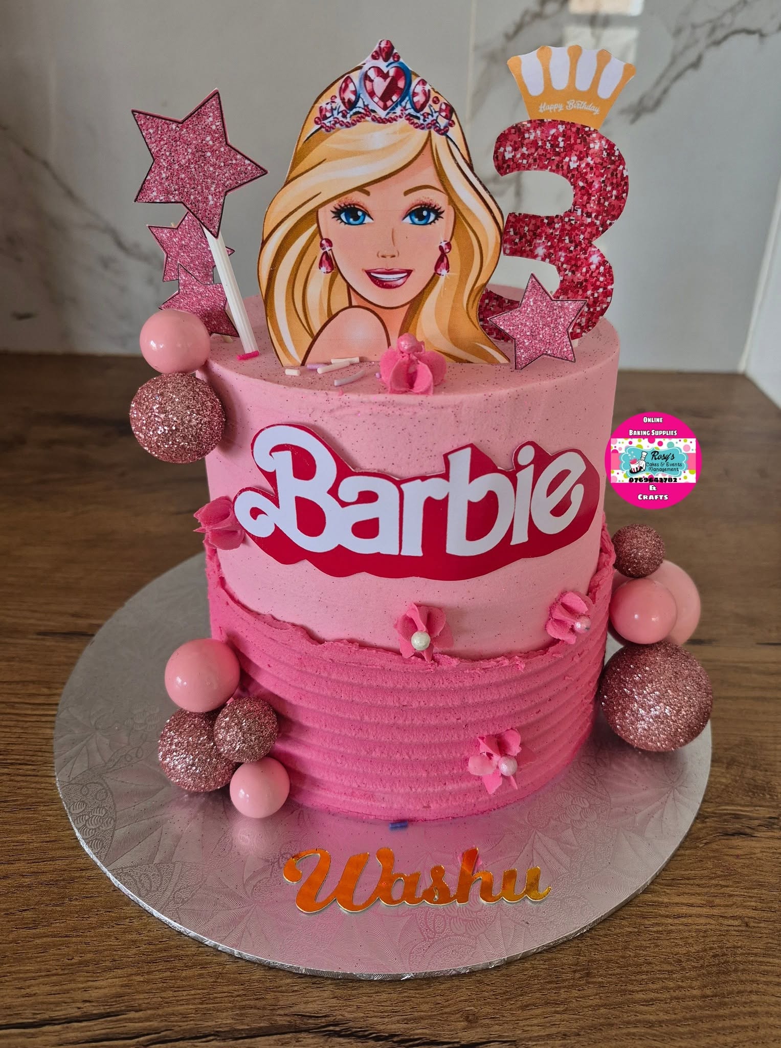 Two-tier Barbie Cake by Rosy's Cakes and Events